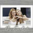 Malden International Designs 4x6 or 5x7 The Girls! Distressed Expressions Picture Frame Silver Finish The Girls! Word Attachment Gray Textured Wood Grain Finish MDF Frame White Beveled Mat