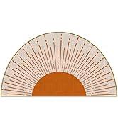Mingnei Boho Mid Century Sun Linen Doormat Door Mat for Home Kitchen Entrance, Bohemian Sun Door Mat, Bohemian Sunburst Sunshine Mats for House Front Outdoor Outside Entryway Rug 26x15 Welcome Mat