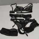 popiv Women's Sexy Lingerie Set with Garter Belt Matching Bra and Panty Lingeries Sets 4 Piece (Black, Small)