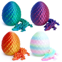 4 Pack 3D Printed Dragon Christmas Stocking Stuffers, Small Eggs with Dragon Inside, School Gift for Kids&Adults, Articulated Crystal Dragon Fidget Toy, Desk Pet, 3D Printing Home Decor