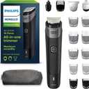 Philips Norelco Multigroom 5000 Series, All-in-One Trimmer, Beard Trimmer and Hair Clipper, 18-Piece Men's Grooming Kit for Beard, Face, Nose, Ear, Body, with Titanium Blades, Travel Pouch, MG5970/49 (MG5970/49 - 18 Pieces + Ti Blades & Bag, Black)