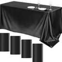 TURSTIN 4 Packs Black Satin Tablecloth 102 x 58 Inch Overlay Satin Table Cover Rectangle Bright Silk Tablecloth Smooth Fabric Table Decoration for Wedding Banquet Party Events