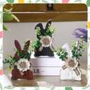 Yousoontic 3 Pcs Easter Table Decorations Farmhouse Bunny Decor for Home Wooden Tiered Tray Decor Table Centerpiece Rustic Spring Easter Bunny Decors Sign with Flower for Tabletop Mantel(Front)