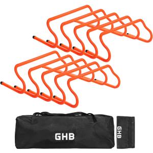GHB Agility Hurdles 8" Speed Agility Training Hurdles, Detachable Sturdy Hurdles Training Equipment Set with Carry Bag for Kids,Athletes,Soccer,Basketball (10 Pack)