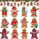 Gingerbread Man Ornaments 12pcs Gingerbread Christmas Decorations for Tree, Cute Hanging Plastic Gingerbread Figurines Ornaments for Christmas Tree, Home Decor Living Room Kids Birthday Party Supplies