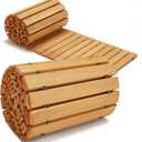 8FT Wooden Garden Pathway,Outdoor Roll Out Decorative Straight Walkway,Weather-Resistant Patio Path,Non-Slip Pavers Boardwalk for Garden, Backyard, Beach, Wedding Party Pathways (Natural)