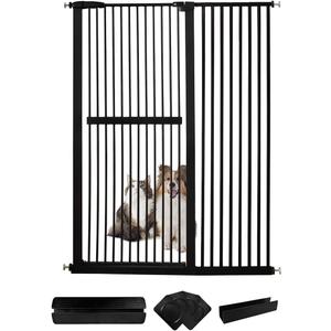 Lumizone Extra Tall Cat Gate 61.02" High Pressure Mounted Extra Wide 46.65"-50.78" (17Sizes) 1.37" Gap No Drilling Auto-Close Tall Pet Gate for Dogs (Black, 46.65"-50.78" W)