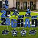 15 PCS Graduation Yard Signs Class of 2026 Decorations, 2026 Graduation Decorations - Large 4FT Tall Congrats Grad Lawn Sign Set with H-Stake & Fiberglass Rods, Waterproof Outdoor & Indoor Graduation Party Decor, Blue and Black