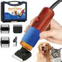 200W Professional Dog Grooming Clippers with Stepless Speed Control, Low Noise <50dB Pet Hair Trimmer Kit, Solid Wood Handle, 2 Blades, Dual-Sided Guide Combs, Heavy-Duty Plug-in Clippers for Cats (Orange)