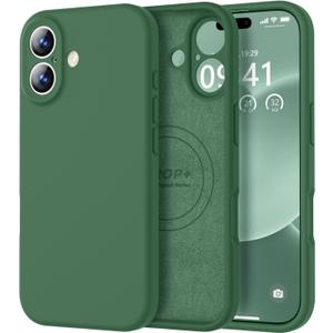 Vooii Magnetic for iPhone 17 Case, Compatible with Magsafe (Premium Liquid Silicone) (Integrated Camera Control Button) Full Body Protective Anti-Scratch Microfiber Lining 6.3", Green
