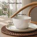 DOWAN 32 OZ Soup Bowls, Ceramic Cereal Bowl Set of 4, Large Bowls for Pho/Ramen/Pasta/Salad Bowls, Embossed Floral, Stackable Bowl Set, Microwave & Dishwasher Safe, for Mothers' Day and Housewarming
