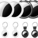 4 Pack Tracker Tags [Apple MFi Certified] Work with Apple Find My(iOS Only) Bluetooth Smart Tags Key Item Finder Waterproof Worldwide Replaceable Battery Tracking for Wallet Pets Backpack Dogs Luggage