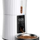 Petory Timed Automatic Cat Feeders - 4L Programable Dry Food Dispenser for Cats and Small Medium Dogs 6 Meals with Desiccant Bag Dual Power Supply 10S Voice Recorder (White)