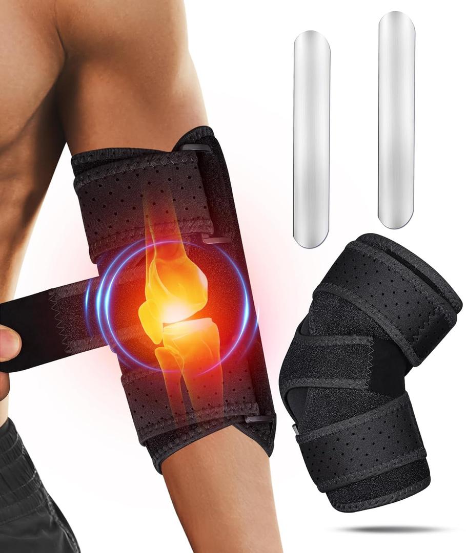 Elbow Brace for Cubital Tunnel, Ulnar Nerve Entrapment brace, Adjustable Elbow Splint for Sleeping, Tendonitis, Tennis Elbow, Comfortable Stabilizer Support for Women and Men Fit Most (One Size, Black)