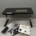 iXTRA Laptop Lap Desk with Cooling Fan - Adjustable with Light, USB, Storage Drawer - Folding Bed Desk,22.04"*12.59",Black (Black,56-32cm)