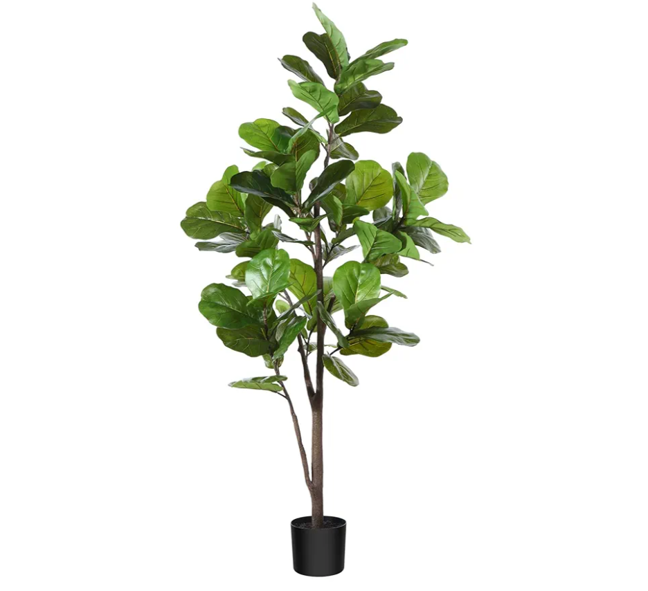 CROSOFMI Artificial Fiddle Leaf Fig Tree 62 Inch Fake Ficus Lyrata Plant with 68 Leaves Faux Plants in Pot for Indoor Outdoor House Home Office Garden Modern Decoration Perfect Housewarming Gift