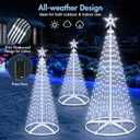 3 Pack Christmas Cone Tree Lights, 4' 5' 6' Christmas Tree Light Show Dimmable with 12 Modes Remote Control, Artificial Tree Lights with Topper Star for Xmas Indoor Outdoor Yard Decor, Pure White