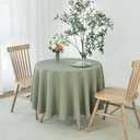 maxmill Round Weaved Texture Design Tablecloth Spill-Proof Wrinkle Free Soft Washable Table Cloth for Circular Table Cover, for Dining Room Banquet Parties Holiday Dinner, 90 Inch Sage Green