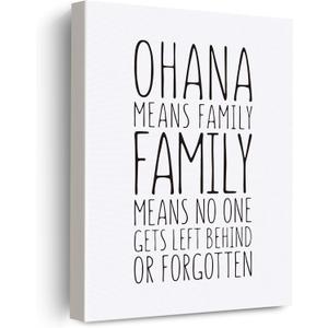 Ohana Means Family Sign Hawaiian Home Decor, Ohana Hawaii Gifts for Women Men, Framed Hawaiian Hawaii Canvas Poster Painting Wall Art, Ready to Hang for Home Office Bathroom 12 x 15 Inch