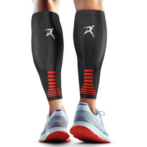 Rymora Calf Compression Sleeves Men Women Shin Splints Running (Pair) (Black) (2XL)