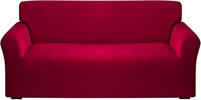Stretch Couch Cover Small Sofa Cover Solid Color Single Sofa Slipcover Non Slip Sofa Bed Cover Durable Washable Furniture Protector for Home Decoration, Size 7x7  Strecthy, With Pillow Cover. - Size  16" x 16" Stretchy