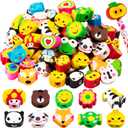Pencil Top Erasers for Kids - 50 Pack Assorted Cute Fruit Animal Cap Erasers Bulk, Latex Free Pencil Eraser Tops for Party Favors, Kids Back to School Supplies, Classroom Rewards