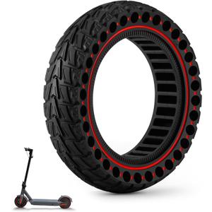 HAONAIMO 10 Inches x 2.5 Solid E Scooter Tires - Replacement Wheels 60/70-6.5 for Ninebot Max G30/G30D/G30E/G30LP - Electric Scooter Rubber Tires - RED