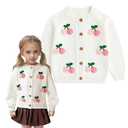 Simplee kids Baby Girl Knit Cardigan Sweater Cherry Cardigan Autumn Coat, Size: 3-6 Months