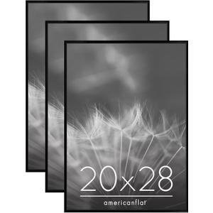 Americanflat 20x28 Picture Frame with Polished Front Cover - Set of 3 - Slide-In Photo Frame with Buildable Molding - Fusion Collection - Picture Frames for Wall Display - Black