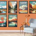 DIYGEMDOT 6 Pack DIY Paint by Numbers Kit for Adults & Beginners, National Park Scenery Easy Paint by Number Kits, 9.8 X 13.8 inches for Home Decor (Z005)