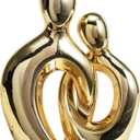 Quoowiit Ceramic Couple Sculptures for Home Decor, Abstract Lover Statue for Shelf, Office, Living Room, Bedroom Decorations, Gifts for Anniversary, Valentine's Day, Birthday (Gold)