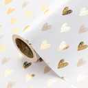 WRAPAHOLIC 30 Inch Heart Wrapping Paper Roll - 30 Inch x 16.5 Feet - Gold Foil Heart Design for Valentines Day, Wedding, Bridal Shower, Birthday, Baby Shower