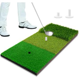 Tri-Turf Golf Hitting Mat,3-in-1 Golf Practice Mat for Driving, Chipping & Putting Training, Durable Portable Golf Chipping Mat with Rubber Backing for Indoor Outdoor Backyard Use, big