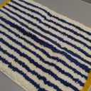 GIB Blue and White Striped Bathroom Rug Mat 24" x 16", Yellow Accent, Extra Soft Absorbent Non-Slip Washable Plush Fluffy Shaggy Microfiber Bath Mat for Bathroom Floor, Aesthetic Small Bedroom Rug