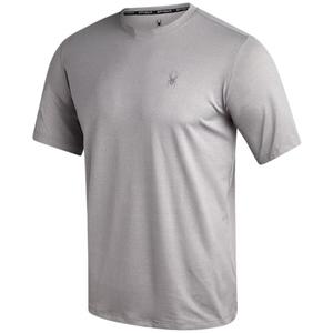 Spyder Mens Athletic Shirts - Moisture Wicking Short Sleeve Crewneck Workout Shirts for Men - Relaxed Fit Mens Shirts for Gym, Size Large, Light Grey