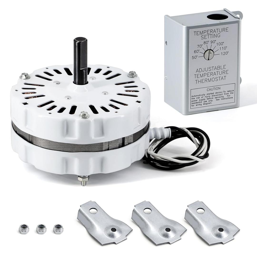 F0510B2944 F0510B2497 Power Vent Attic Fan Motor & 58033 Adjustable Thermostat Control Kit Replacement for Lomanco Lomancool 2000, 1800 Series