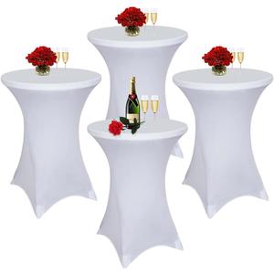 Albassa 4 Pack Cocktail Table Covers 32"x43" Spandex Stretch Highboy Top Tablecloth Fitted Round Table Cloths for Bar Wedding Cocktail Party Banquet Tables (4, White, 32"x 43")