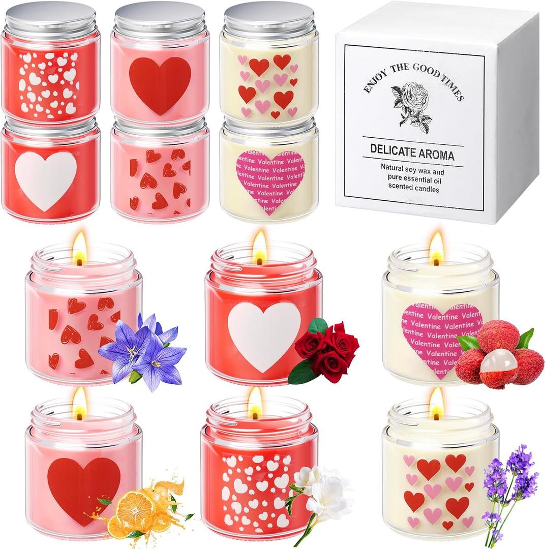 Sumind 12 Pcs Valentine's Scented Candle Gifts for Her Girlfriend Wife Long Lasting Burning Aromatherapy Heart Candle for Men Husband Boyfriend Romantic Anniversary Candles Gifts Valentine Deco