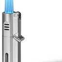Windproof Triple Jet Flame Lighter - Adjustable Flame with Safety Lock, Refillable and Gift-Boxed(Gas Not Include) (White)