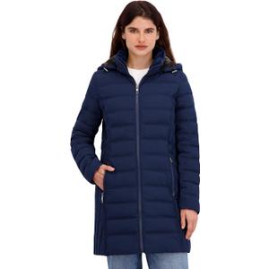 Nautica Women's Stretch Puffer Jacket- Faux Fur Lined Hood Wind & Water-resistant Winter Coat,L