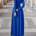 PRETTYGARDEN Women's 2025 Fashion Trendy Fall Long Sleeve Dresses Ruched Flowy Elegant Modest Boho Casual Beach Maxi Dress (Blue, XL)