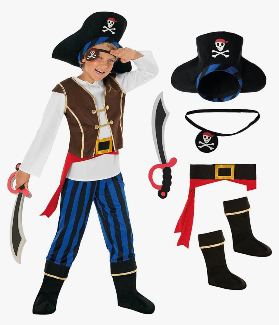Morph Pirate Costume For Kids - Boys Pirate Outfit - Fun Dress Up Costume For Halloween, Parties, Role Play Size T2