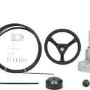15 FT Boat Control Cable Outboard Rotary Steering System Kit With 12.5 Inches Wheel - Durable Marine Replacement for Mechanical/Manual Steering of Yachts, Fishing Boats