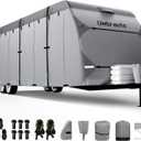 Umbrauto RV Cover 14-16ft: 7 Layers Travel Trailer Cover, Waterproof Camper Cover, Toy Hauler Cover with Tongue Jack Cover, Extra Windproof Ropes, Gutter Covers
