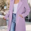 PRETTYGARDEN Women's 2026 Spring Fall Long Blazer Jackets Long Sleeve Lapel Pockets Loose Fit Work Casual Blazers Outerwear (Purple, L)