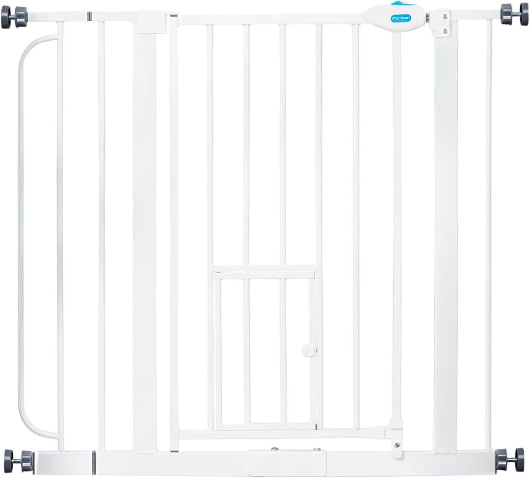 Carlson 29.536.5 Extra Wide Dog Gate with Small Pet Door, Walk-Through Pressure Mounted Metal Indoor Pet Safety Gate, Tested and Trusted by Pet Parents, American Designed, American Owned