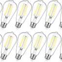 LED Light Bulbs, Bright Vintage 6W LED Edison Bulbs, St58 2700K Warm Light with CRI 85+, E26 Standard Base, 900LUM, Non-Dimmable, Clear Glass, Pack of 12