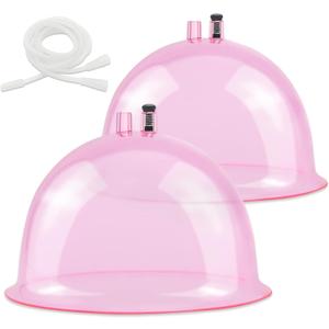 ZILAMPU Vacuum Cupping Machine Accessories, XXL 10 inch Diameter Big Buttock Shape Suction Therapy Cups 250MM with Y Hose for Butt Lift,Body Massage (Pink-1 Pair)