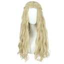 VGbeaty Women Long Blonde Wavy Wig Cosplay 70s Hippie Halloween Party Costume Wig