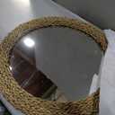 Farmhouse Circular Mirror for Wall 23 In, Rattan Woven